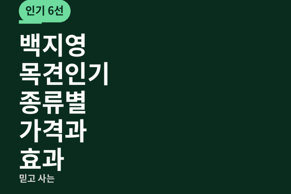 백지영 목견인기 종류별 가격과 효과