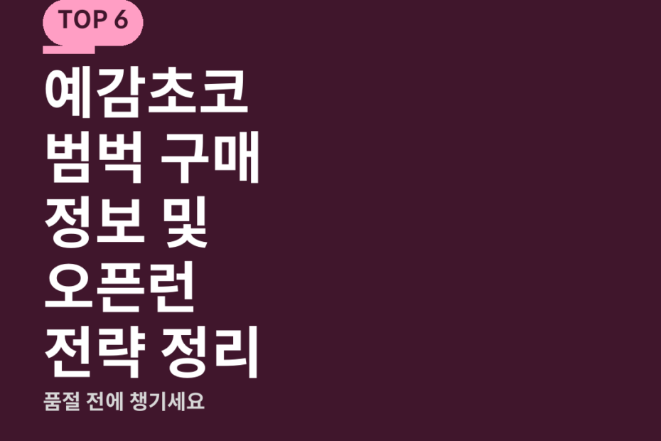 예감초코범벅 구매 정보 및 오픈런 전략 정리