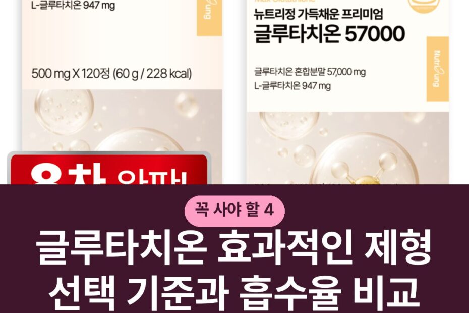 글루타치온 효과적인 제형 선택 기준과 흡수율 비교 포인트