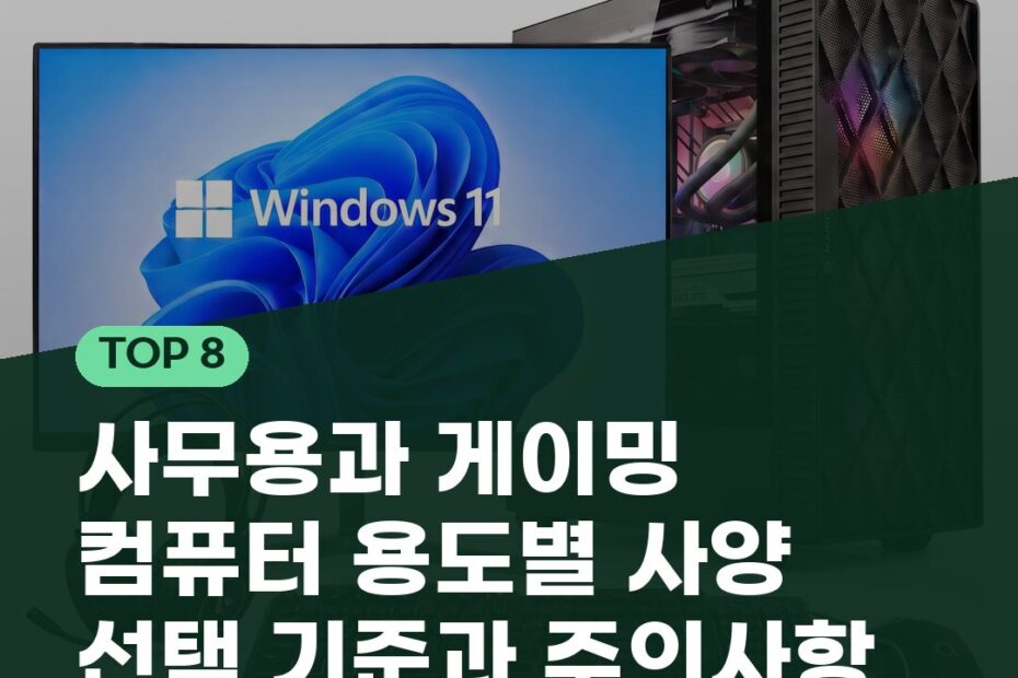 사무용과 게이밍 컴퓨터 용도별 사양 선택 기준과 주의사항
