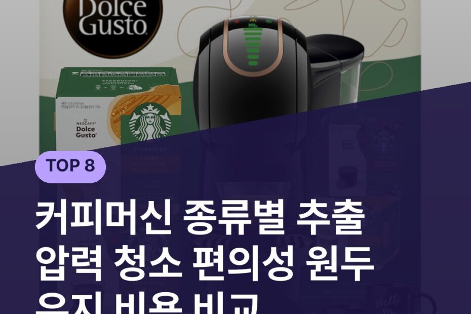 커피머신 종류별 추출 압력 청소 편의성 원두 유지 비용 비교