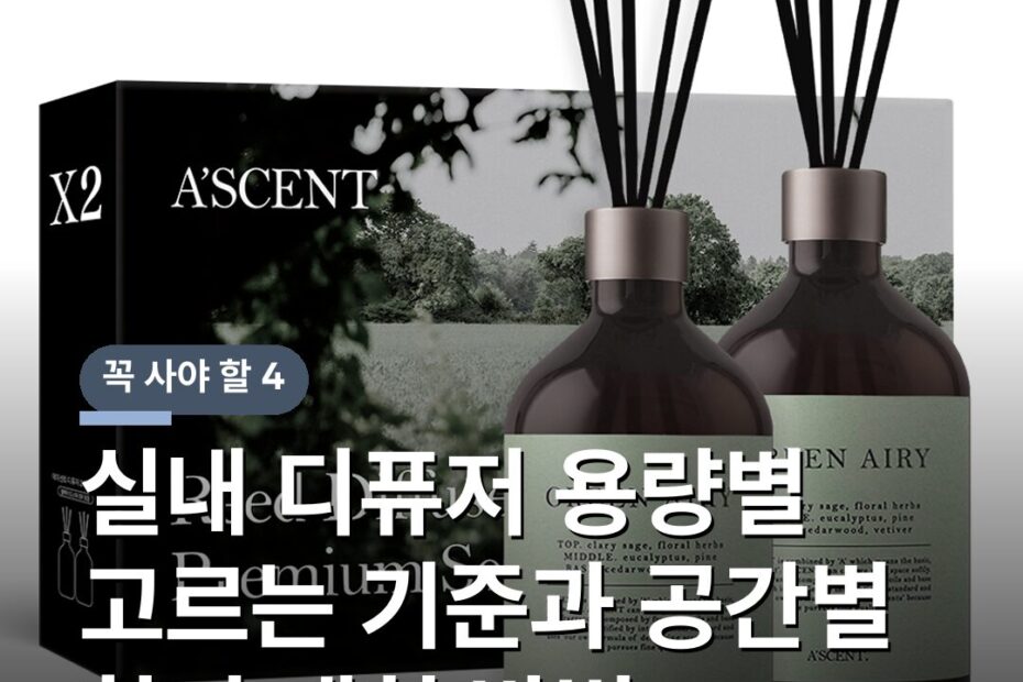 실내 디퓨저 용량별 고르는 기준과 공간별 향기 매칭 방법
